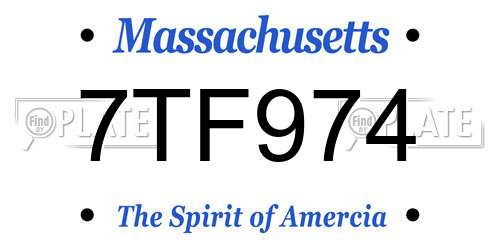 7TF974 Massachusetts License Plate