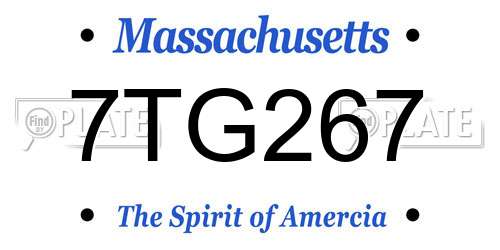 7TG267 Massachusetts License Plate
