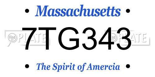 7TG343 Massachusetts License Plate