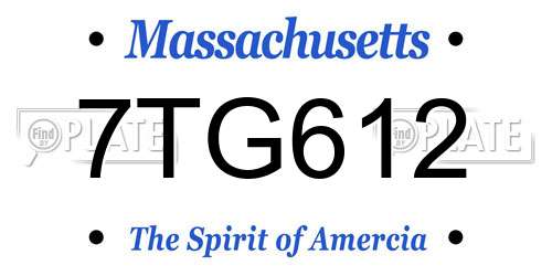 7TG612 Massachusetts License Plate