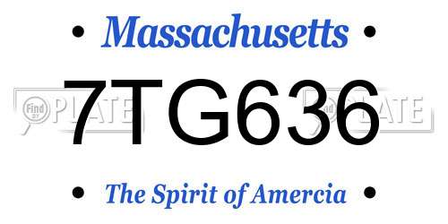 7TG636 Massachusetts License Plate