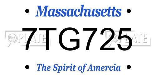 7TG725 Massachusetts License Plate