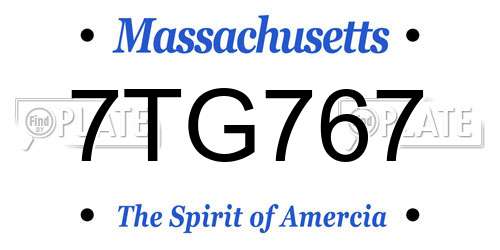 7TG767 Massachusetts License Plate