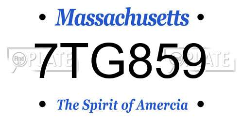 7TG859 Massachusetts License Plate