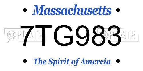 7TG983 Massachusetts License Plate