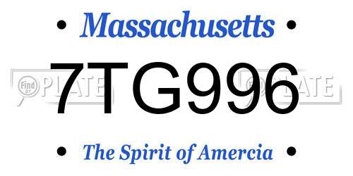 7TG996 Massachusetts License Plate
