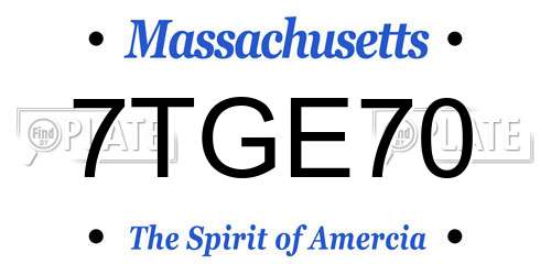 7TGE70 Massachusetts License Plate