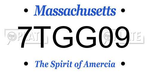 7TGG09 Massachusetts License Plate