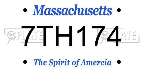 7TH174 Massachusetts License Plate