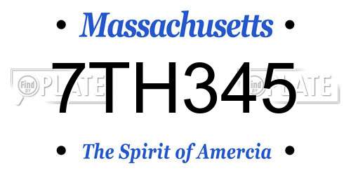 7TH345 Massachusetts License Plate