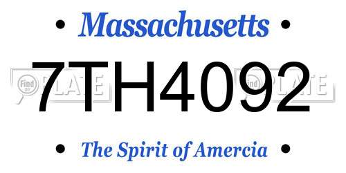 7TH4092 Massachusetts License Plate
