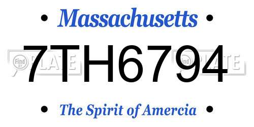 7TH6794 Massachusetts License Plate