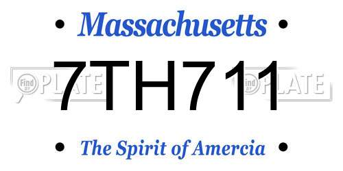 7TH711 Massachusetts License Plate
