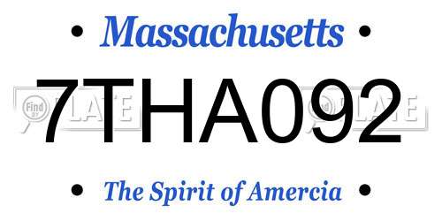 7THA092 Massachusetts License Plate