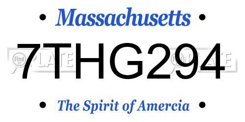 7THG294 Massachusetts License Plate