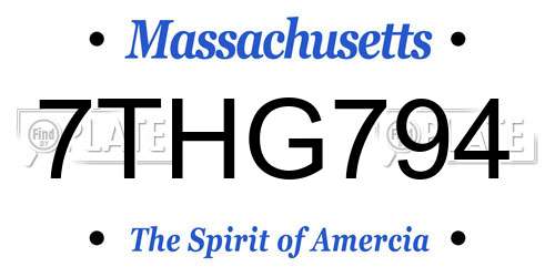 7THG794 Massachusetts License Plate