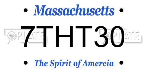 7THT30 Massachusetts License Plate