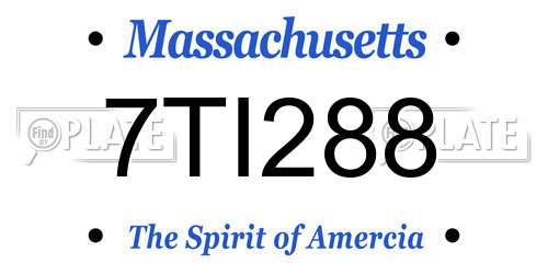7TI288 Massachusetts License Plate