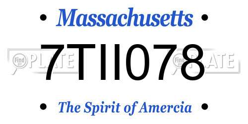 7TII078 Massachusetts License Plate