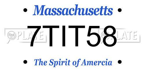 7TIT58 Massachusetts License Plate