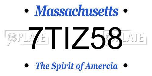 7TIZ58 Massachusetts License Plate