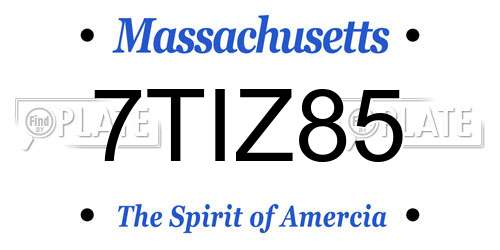 7TIZ85 Massachusetts License Plate