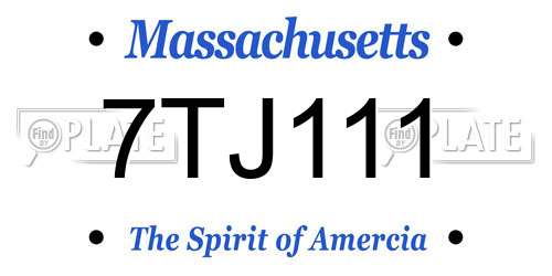 7TJ111 Massachusetts License Plate
