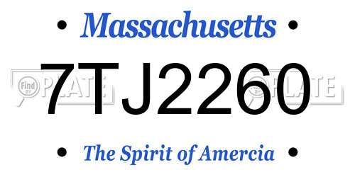 7TJ2260 Massachusetts License Plate