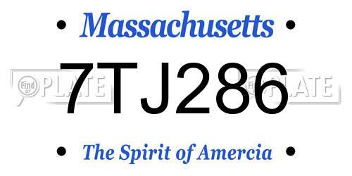 7TJ286 Massachusetts License Plate