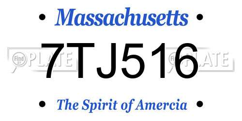 7TJ516 Massachusetts License Plate