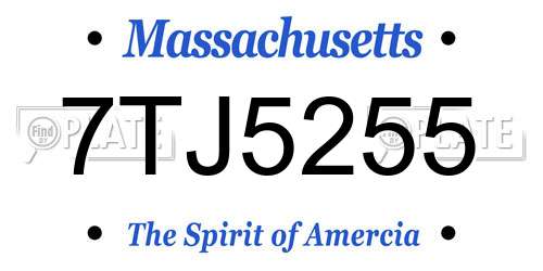 7TJ5255 Massachusetts License Plate