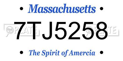 7TJ5258 Massachusetts License Plate