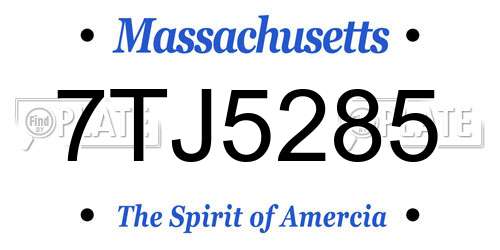 7TJ5285 Massachusetts License Plate