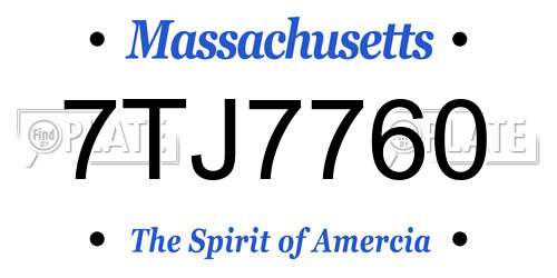 7TJ7760 Massachusetts License Plate