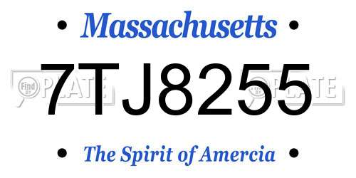 7TJ8255 Massachusetts License Plate