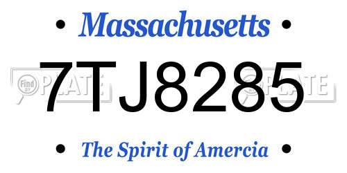 7TJ8285 Massachusetts License Plate