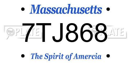 7TJ868 Massachusetts License Plate