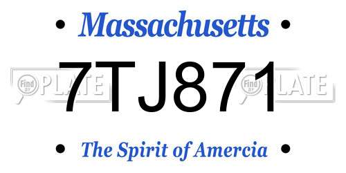7TJ871 Massachusetts License Plate