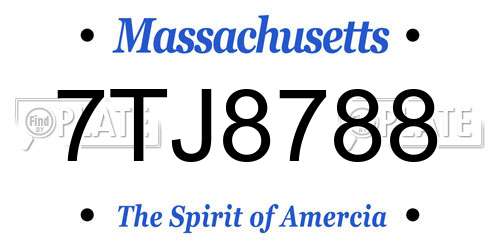 7TJ8788 Massachusetts License Plate
