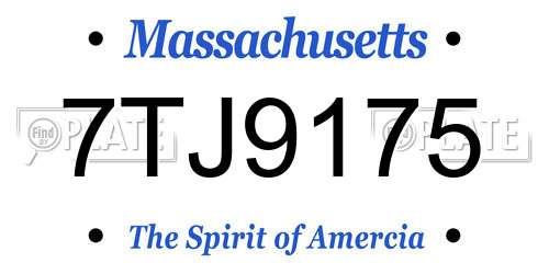 7TJ9175 Massachusetts License Plate