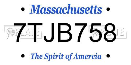 7TJB758 Massachusetts License Plate