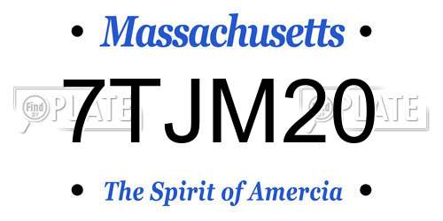 7TJM20 Massachusetts License Plate