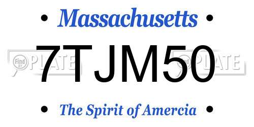 7TJM50 Massachusetts License Plate