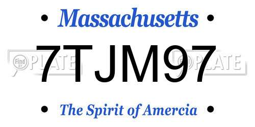 7TJM97 Massachusetts License Plate