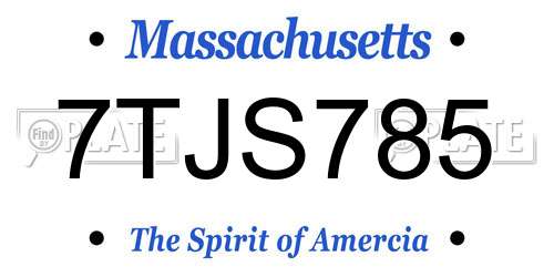 7TJS785 Massachusetts License Plate