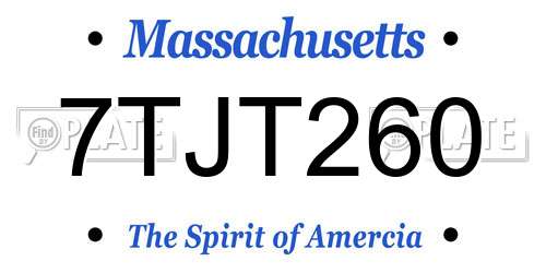 7TJT260 Massachusetts License Plate