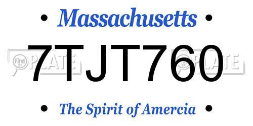 7TJT760 Massachusetts License Plate