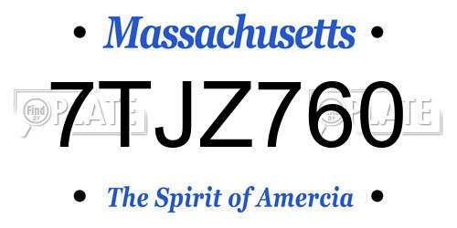 7TJZ760 Massachusetts License Plate