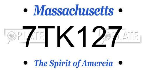 7TK127 Massachusetts License Plate
