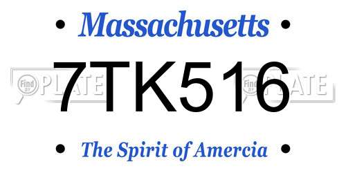 7TK516 Massachusetts License Plate
